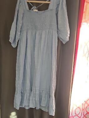 Umgee Light Blue Smocked Dress